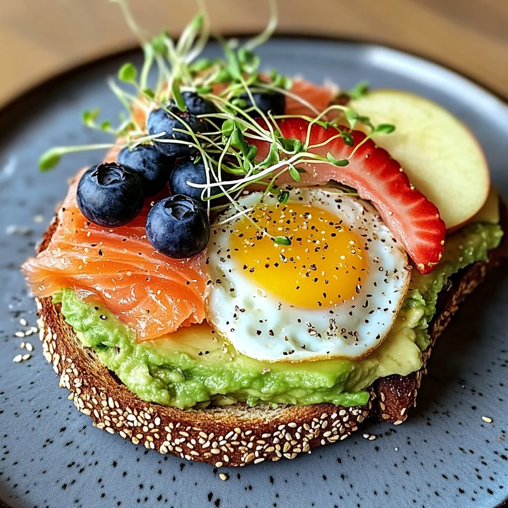 Smoked Salmon & Avocado Breakfast Toast with Fresh Fruit