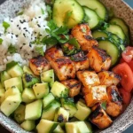 Spicy Grilled Chicken Bowl with Avocado & Cucumber Crunch