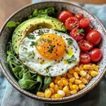 Sunny Avocado Breakfast Bowl with Corn & Cherry Tomatoes