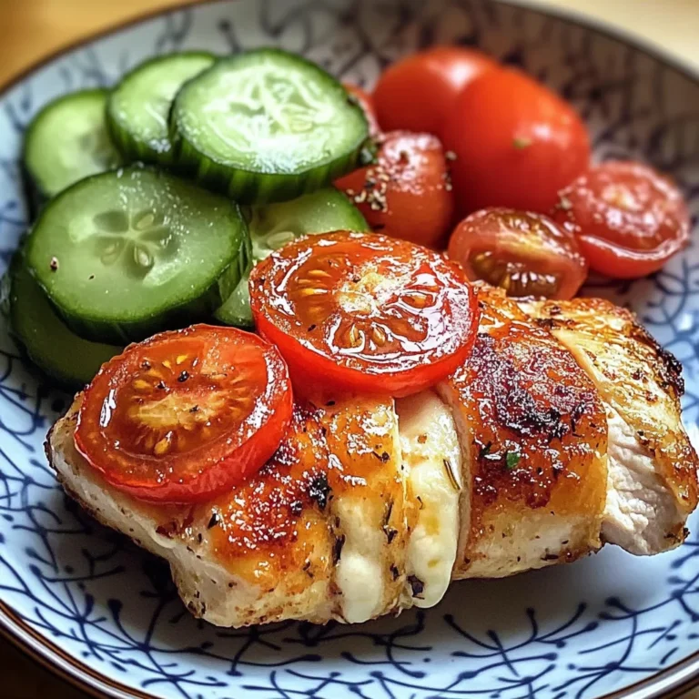 Tomato & Cheese Stuffed Chicken Breast with Cucumber-Tomato Salad