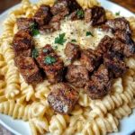 Cajun Steak Tips with Cheesy Parmesan Twisted Pasta